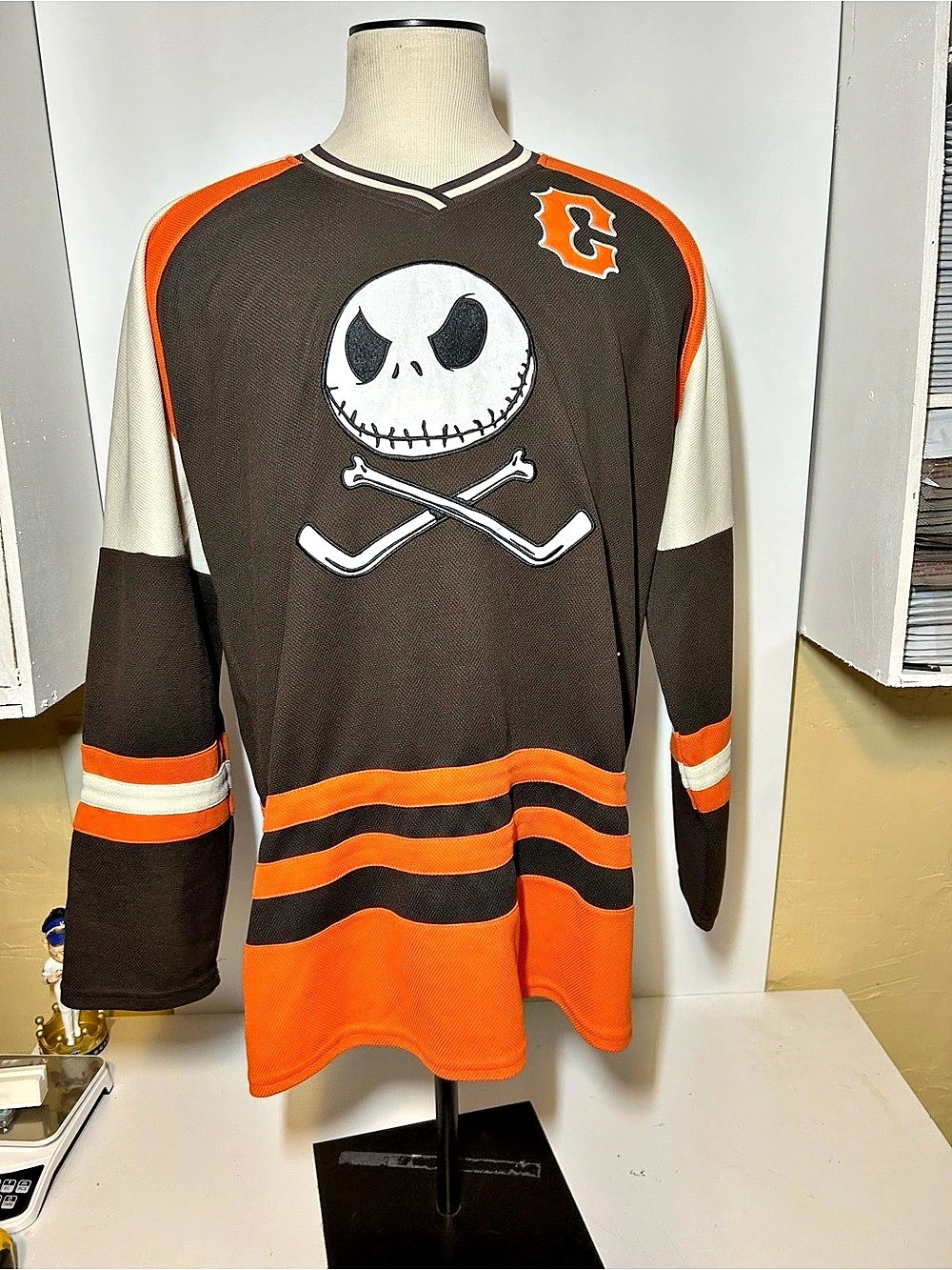 Disney The Nightmare Before Christmas Jack Skellington Hockey Jersey Size Large